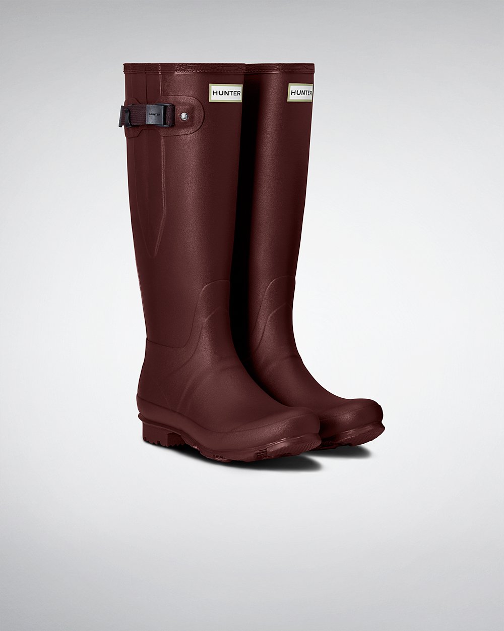 Womens Tall Rain Boots - Hunter Norris Field Side Adjustable (46SMQYRUT) - Purple Red